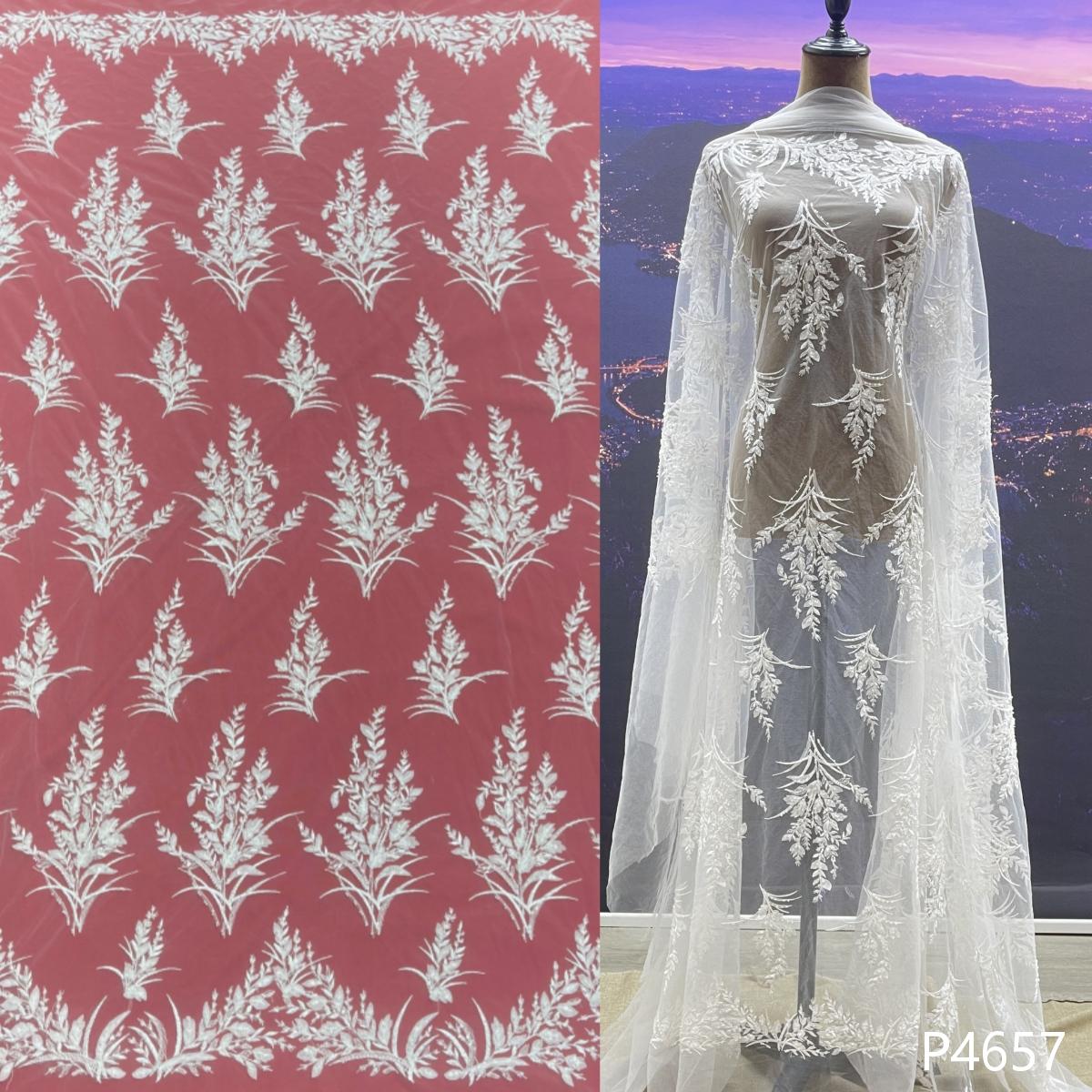 High Quality Polyester Lace Mesh Embroidered Beaded Tulle Fabric