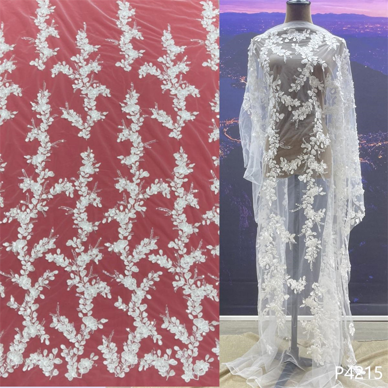 Luxury Wedding White Bridal Tulle Lace Fabric High-end Embroidery for Women Lace Fabric