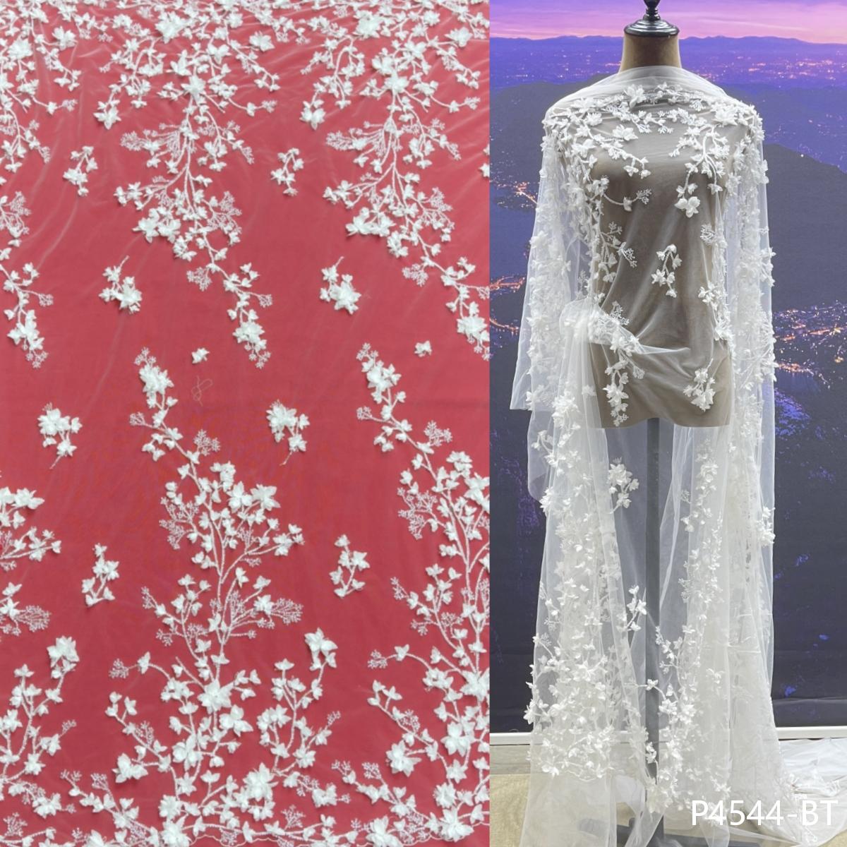 Wholesale Reasonable Price White Lace Fabric 3D Flower Embroidery Laces