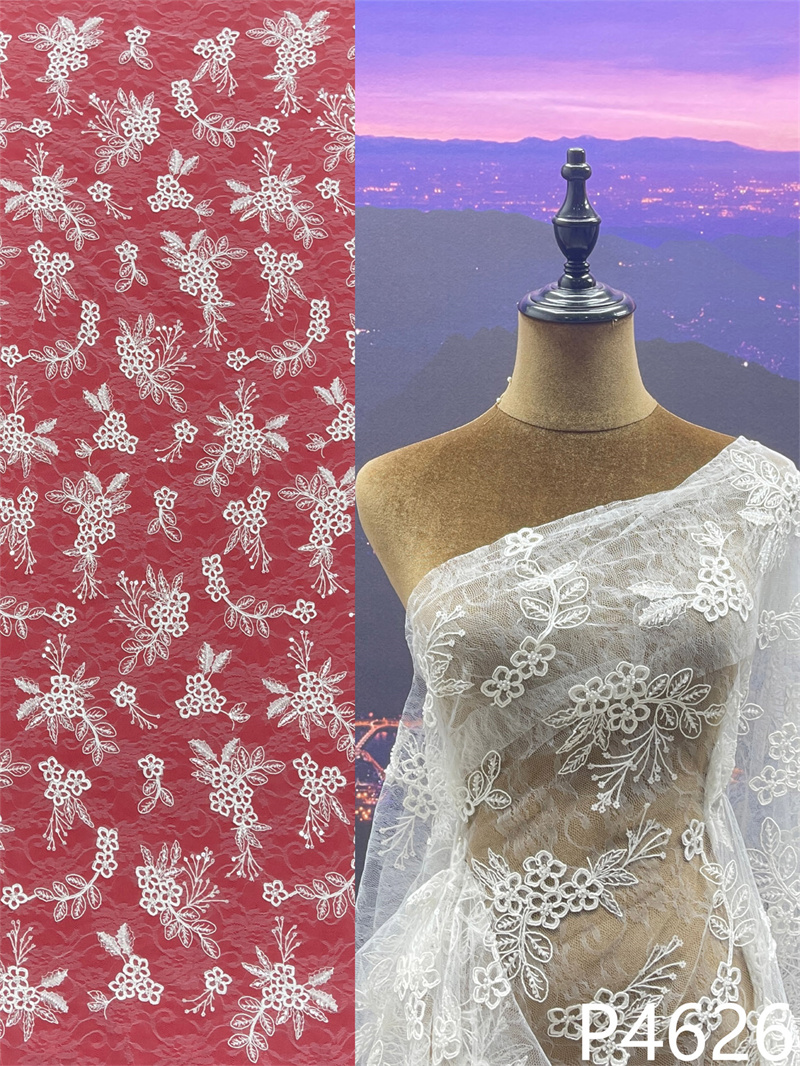 时尚面料花卉刺绣婚纱面料