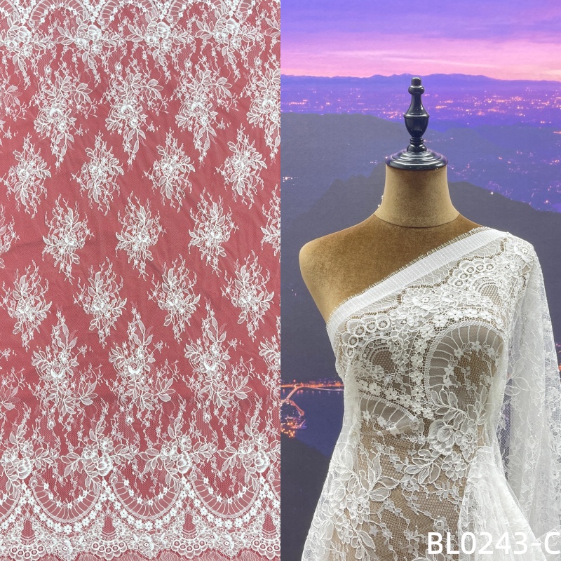 法国鱼形丝线刺绣吉普尔瑞士蕾丝法国蕾丝婚纱饰边新娘礼服