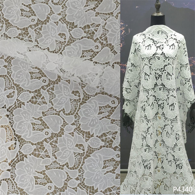 High Quality Water Soluble Embroidery Lace Fabric for Wedding Dress and Gown